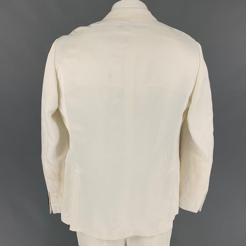 ARMANI COLLEZIONI Size 46 White Viscose Linen Sport Coat