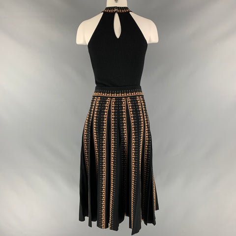 LA MAILLE SEZANE Size S Black Beige Viscose Polyester Abstract  Sets