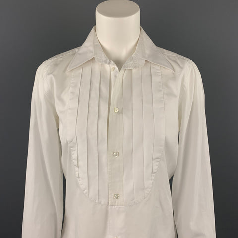 RALPH LAUREN Taille 10 Blouse de smoking en popeline blanche en coton Français manchette