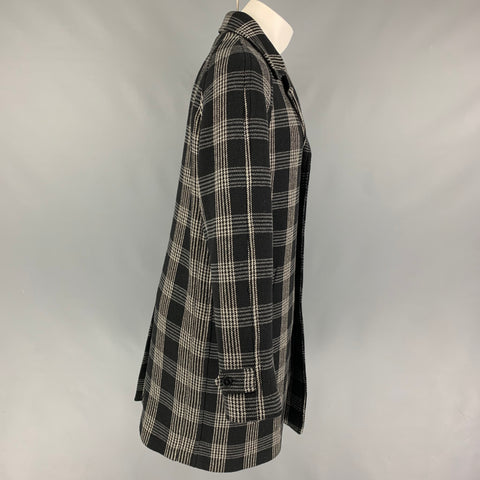 THE KOOPLES Size M Black White Plaid Cotton Blend Coat