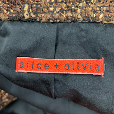 ALICE + OLIVIA Size 8 Gold Black Polyester Blend Textured Jacket
