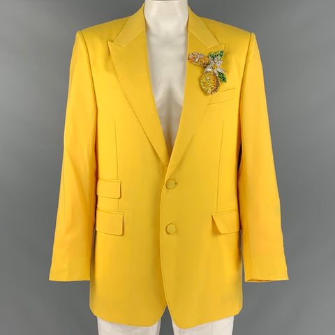 DOLCE &amp; GABBANA Taille 44 Manteau de sport à revers en laine jaune