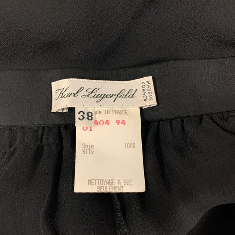 KARL LAGERFELD Size 6 Black Silk Overlay Dress Pants