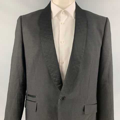 THEORY Size 44 Black Wool / Linen Shawl Collar Sport Coat