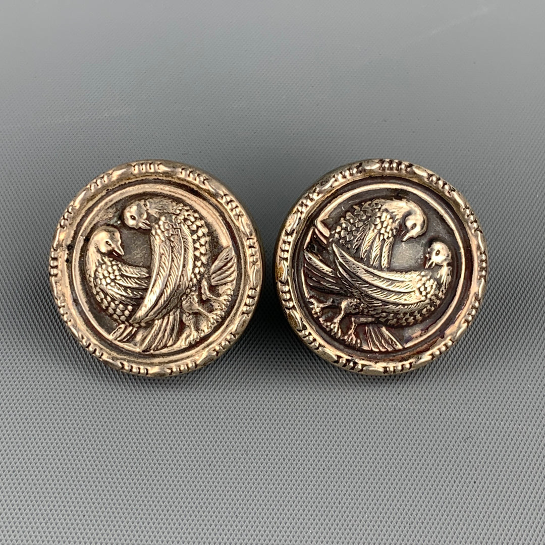 VINTAGE Sterling Silver Engraved Circle Earrings