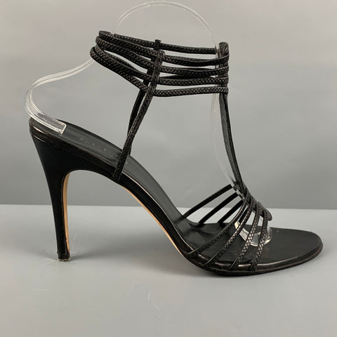 GUCCI Talla 9 Sandalias con correa de cuero negro