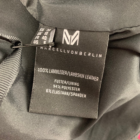 MARCELL VON BERLIN Taille 6 Pantalon décontracté fuselé en cuir d'agneau noir rose