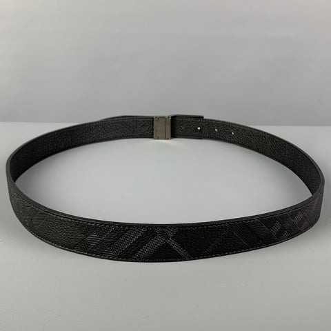 BURBERRY Size 40 Black Embossed Leather Belt