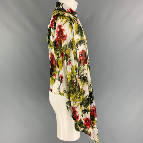 JEAN PAUL GAULTIER Size XL Multi-Color Abstract Floral Long Sleeve Shirt