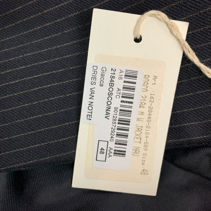 DRIES VAN NOTEN Size 38 Navy & Grey Patchwork Wool Jacket