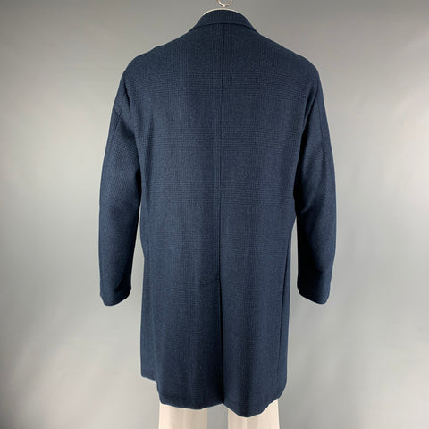 LORO PIANA Chest Size 48 Navy Black Glenplaid Single breasted Coat