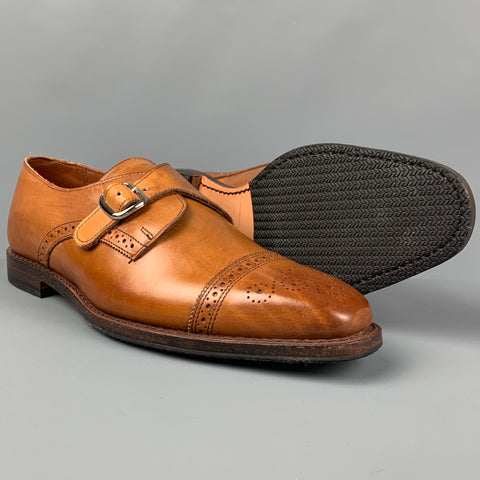 ALLEN EDMONDS Franciscan Size 10 Tan Perforated Leather Monk Strap Loafers