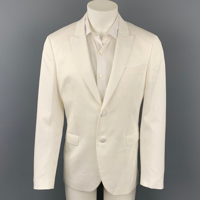 NEIL BARRETT Size 40 White Tencel Blend Peak Lapel Sport Coat