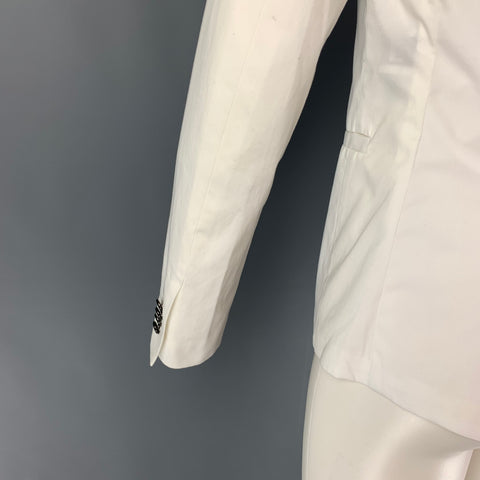 JUST CAVALLI Size 38 White Cotton Peak Lapel Sport Coat