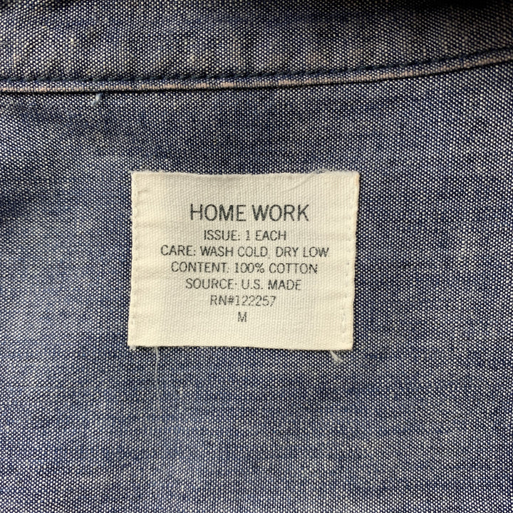 HOME WORK Size M Blue Contrast Stitch Cotton Button Up Long Sleeve Shirt