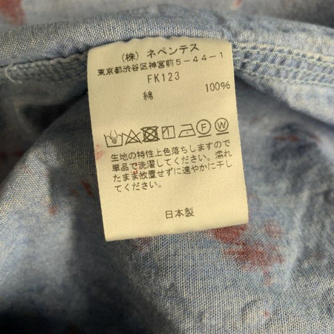 NEEDLES Size M Blue Red & White Paint Splattered Cotton Long Sleeve Shirt