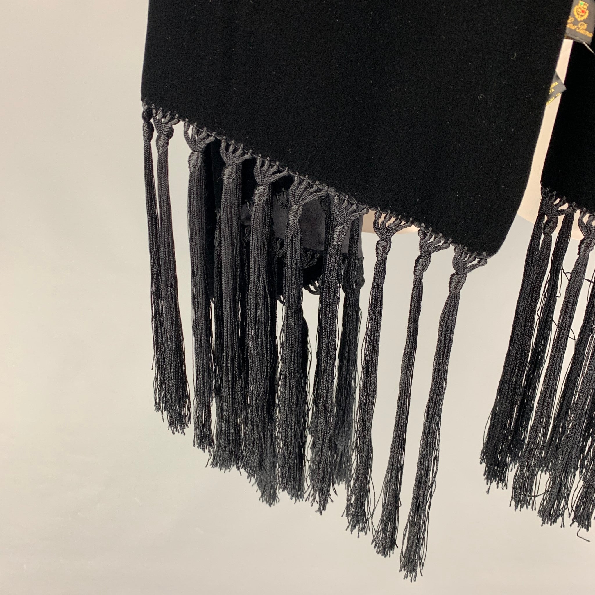14thaddition rare fringe stole 希少 LORO PIANA Black Velvet Viscose Silk Fringe Scarf – Sui Generis
