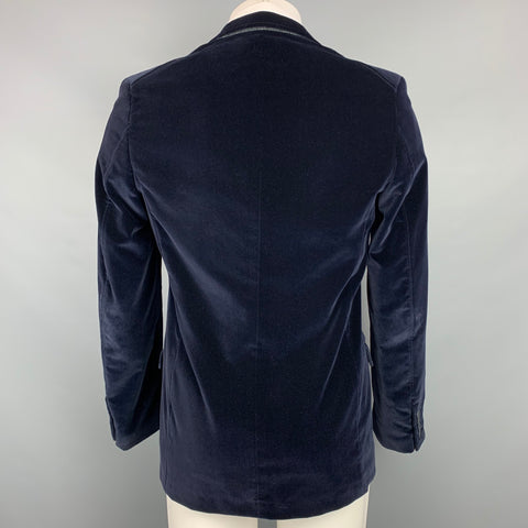 ALLESANDRO DELL' ACQUA Size 38 Navy Cotton Velvet Sport Coat