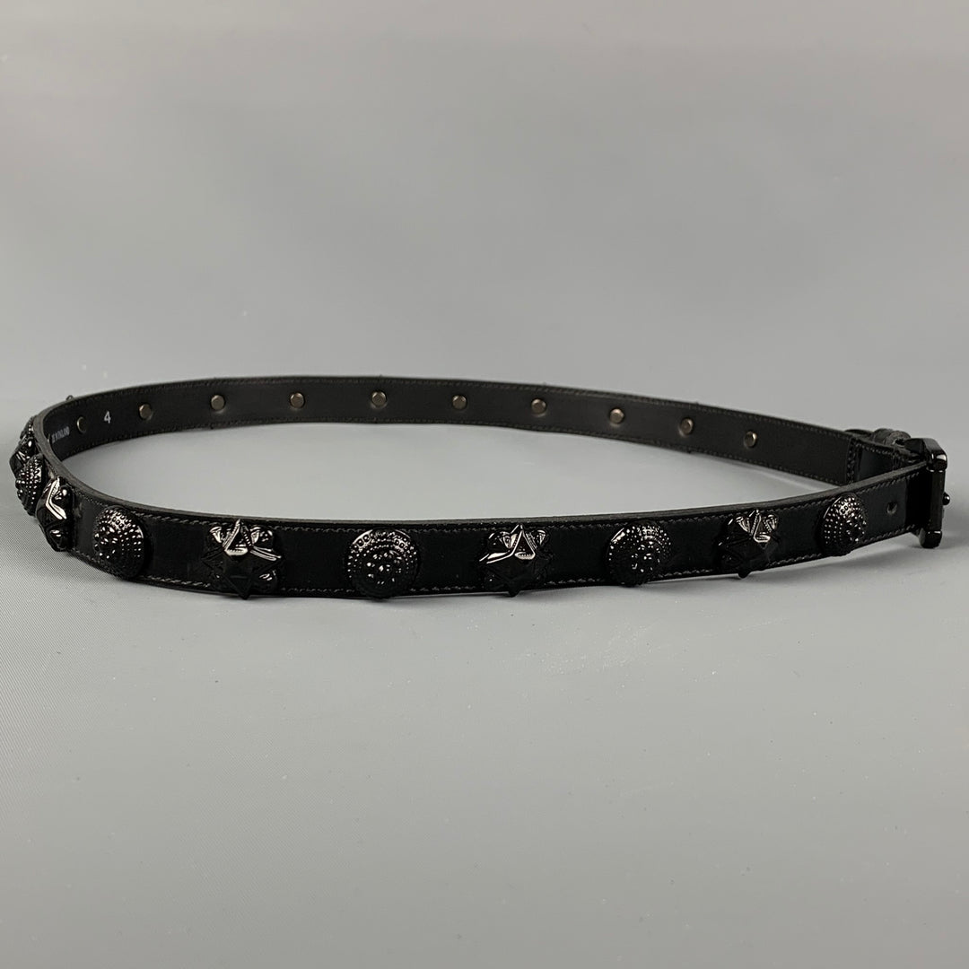 BURBERRY PRORSUM SS 08 Warrior Collection Size 4 Black Embellished Leather Belt