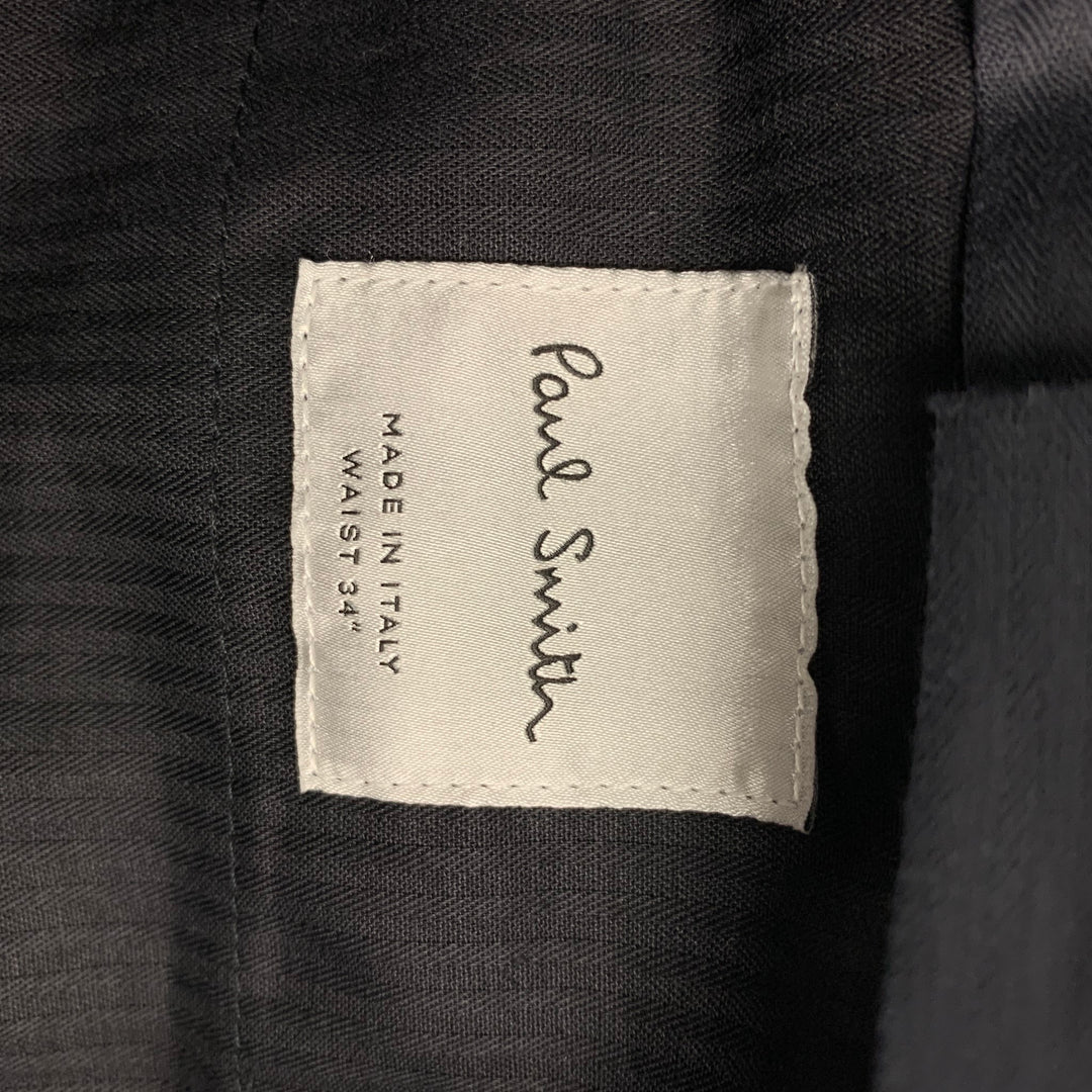 PAUL SMITH Size 42 Regular Black Purple Plaid Wool Notch Lapel Suit