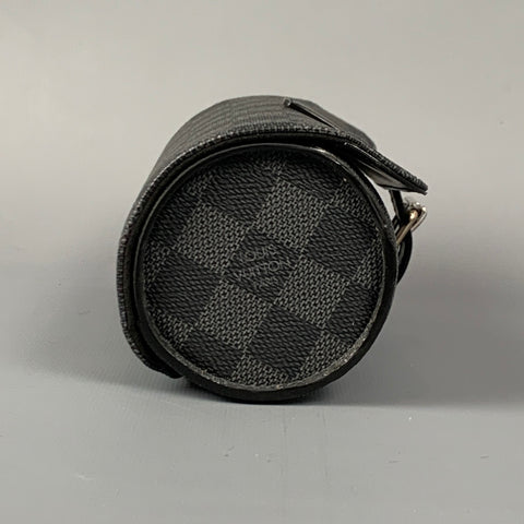 LOUIS VUITTON Black & Grey Damier Graphite Cated Canvas 3 Watch Case