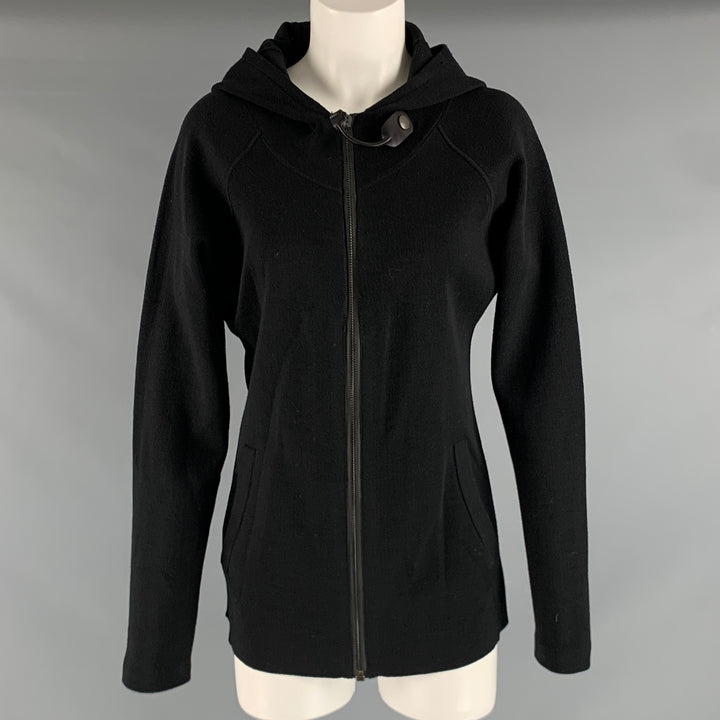 BALENCIAGA Size M Black Wool Solid Hooded Jacket