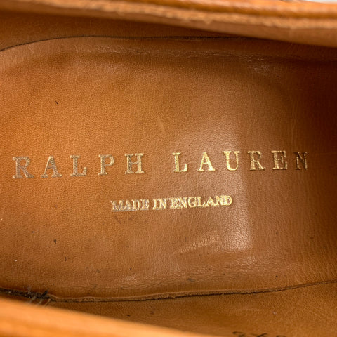 RALPH LAUREN Size 11.5 Tan Fringe Leather Lace Up Shoes