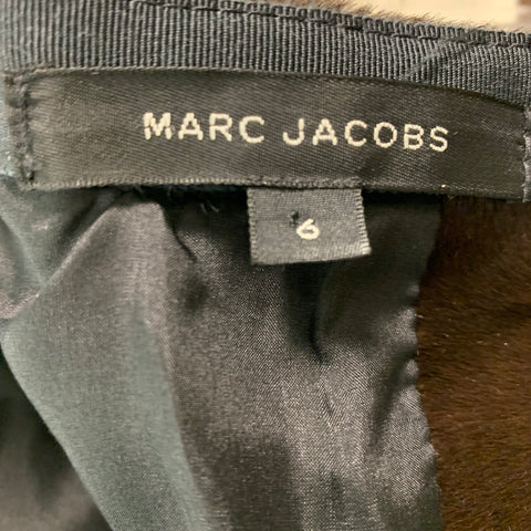 MARC JACOBS Size 6 Brown Cream Calf hair Wrap Skirt