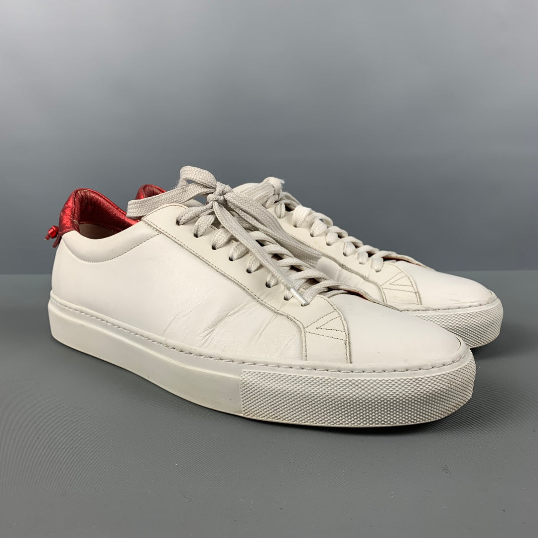 GIVENCHY Size 7 White Red Leather Low Top Sneakers