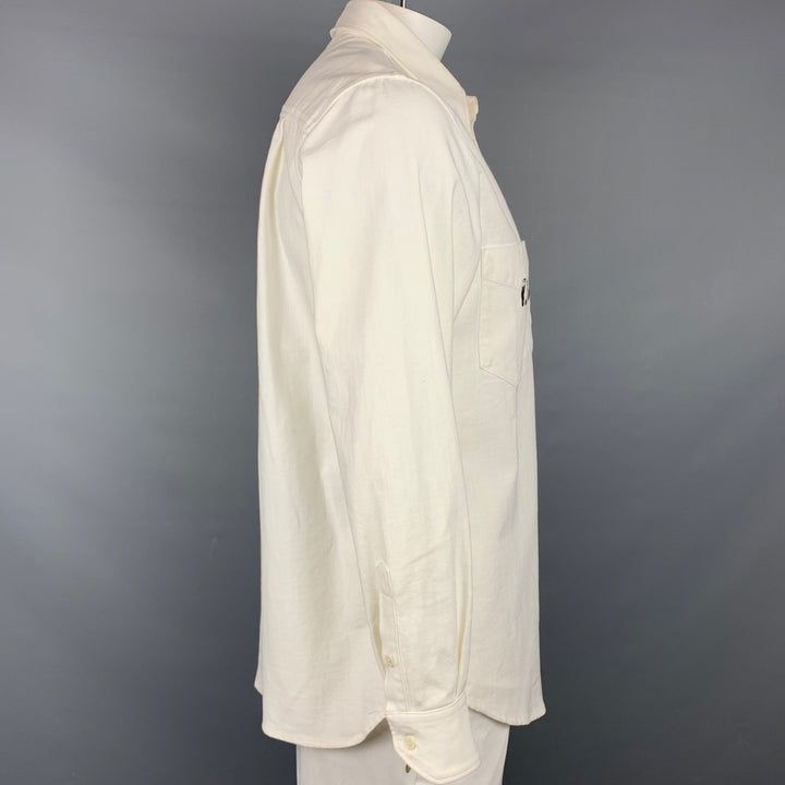 VIVIENNE WESTWOOD ANGLOMANIA Size L Off White Graphic Cotton Button Up Long Sleeve Shirt