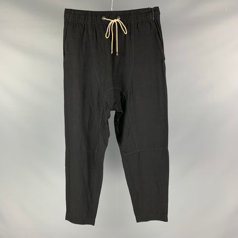 TOM REBL Size 28 Black Viscose Linen Drop-Crotch Casual Pants