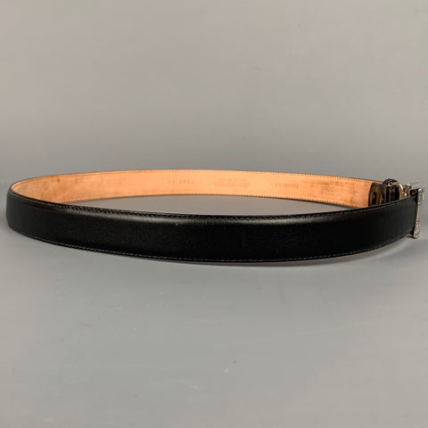TIFFANY & CO. 2004 Atlas Size 38 Black & Brown Sterling Silver Calf Leather Belt