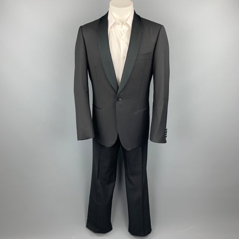 PAL ZILERI Cerimonia Size 40 Black Virgin Wool Shawl Collar Tuxedo
