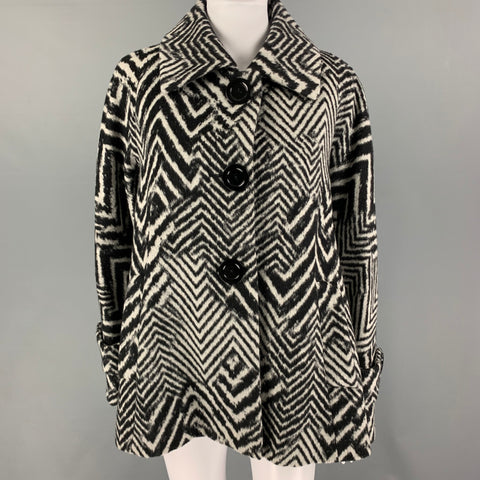 CINZIA ROCCA Size 8 Black Grey Angora Blend Zig Zag A-Line Jacket