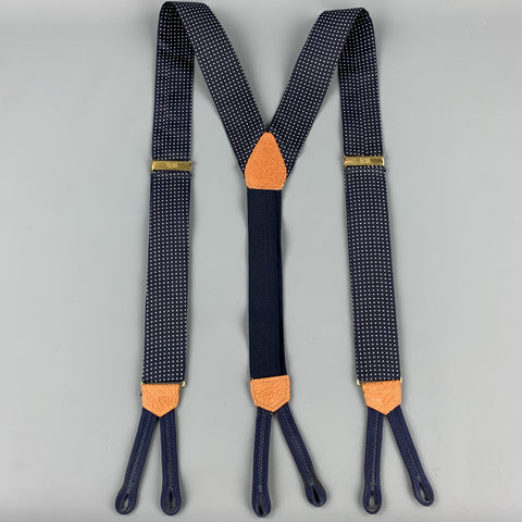 ROYAL Dots Navy Silk Leather Suspenders