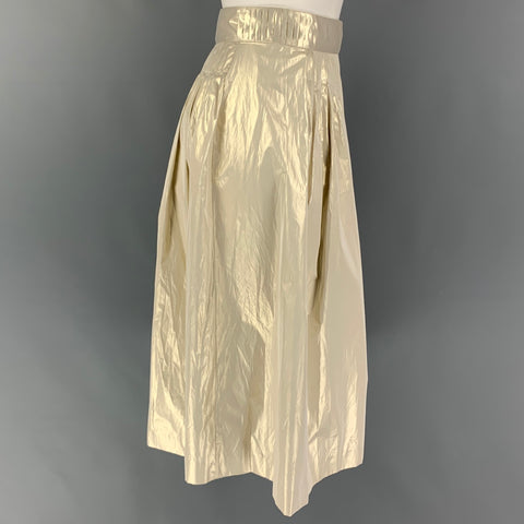 JIL SANDER Size 4 Platinum Polyester Pleated Skirt