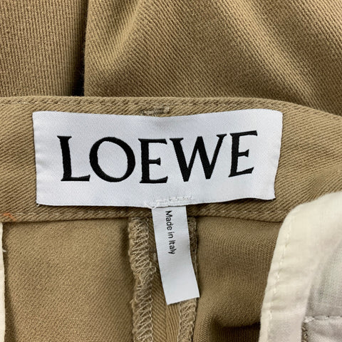 LOEWE Size 34 Khaki Cotton Button Fly Casual Pants