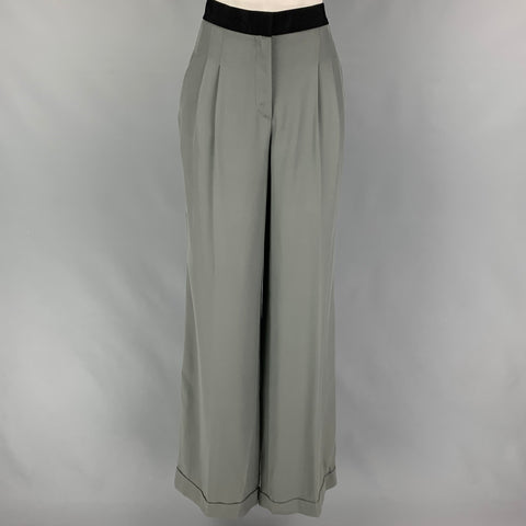 ARMANI COLLEZIONI Size 6 Grey Acetate Silk Pleated Wide Leg Dress Pants