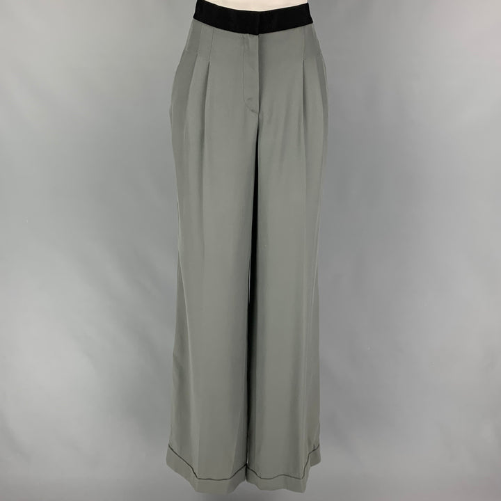 ARMANI COLLEZIONI Taille 6 Pantalon habillé à jambe large plissé en soie et acétate gris