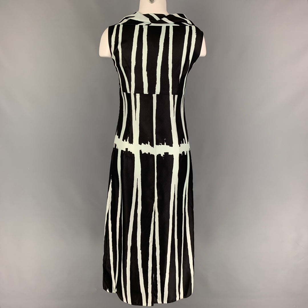 MIU MIU Vestido sin mangas de seda azul claro negro talla 4