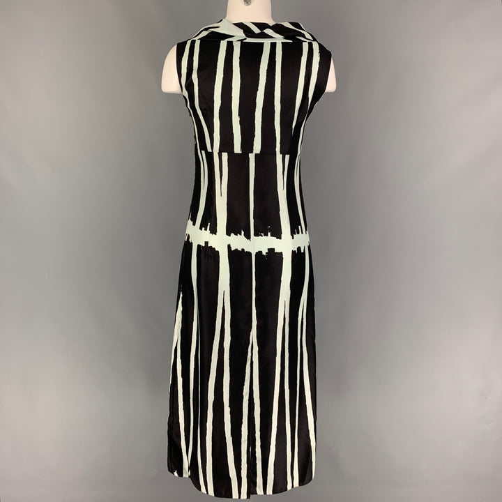 MIU MIU Vestido sin mangas de seda azul claro negro talla 4