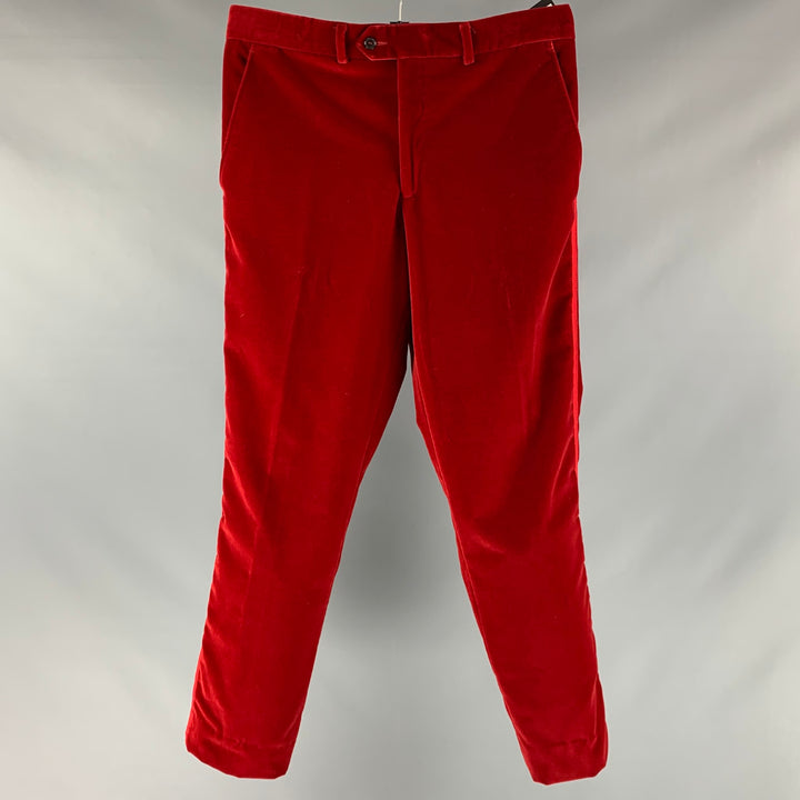 ETRO Size 38 Red Velvet Tuxedo Dress Pants