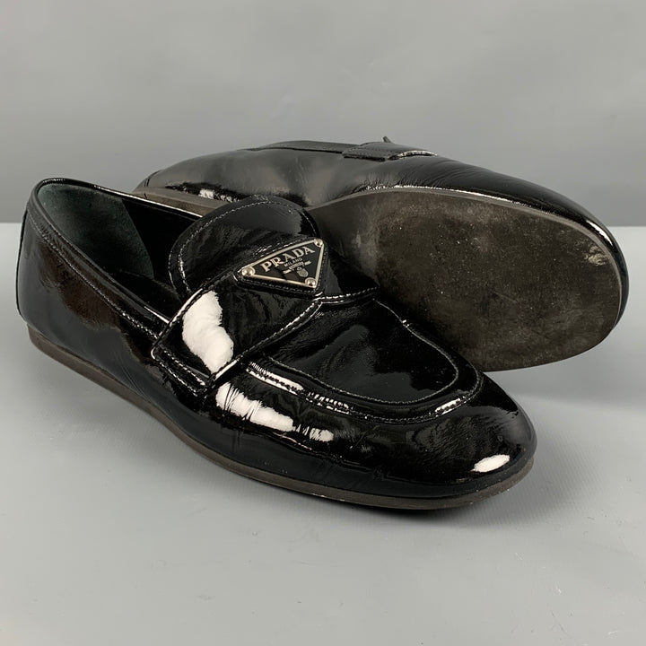 PRADA Size 9 Black Patent Leather Loafer Flats