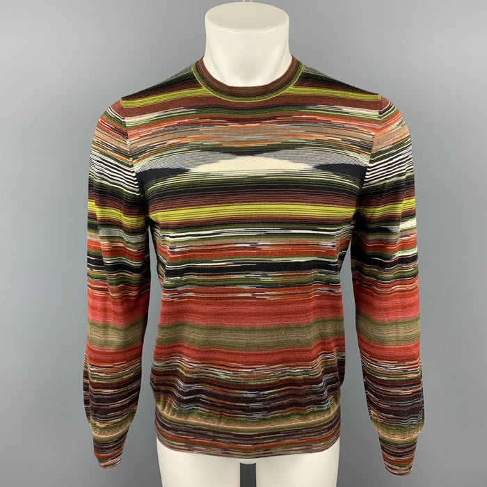 MISSONI Size S Multi-Color Stripe Cashmere / Silk Crew-Neck Pullover Sweater