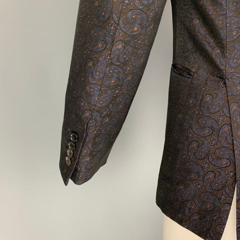 CAMOSHITA for UNITED ARROWS Size 42 Brown Navy Gold Paisley Jacquard Sport Coat