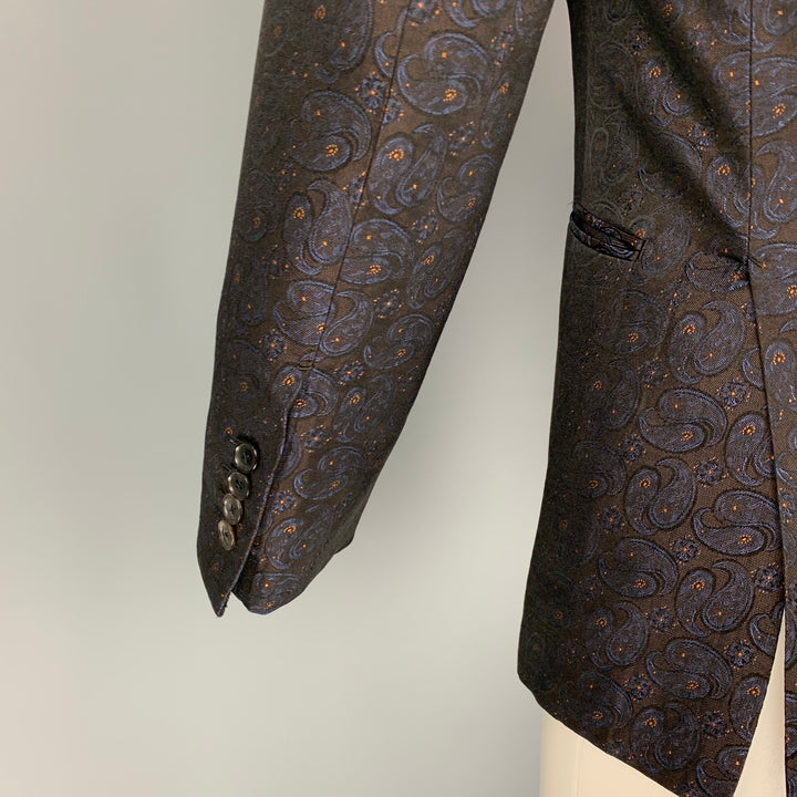 CAMOSHITA pour UNITED ARROWS Taille 42 Marron Marine Or Paisley Jacquard Sport Coat