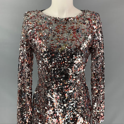 BADGLEY MISCHKA by Mark and James Size M Silver & Burgundy Sequined Mini Dress