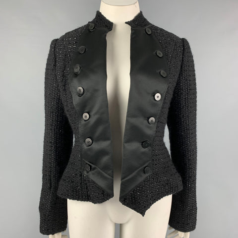 ARMANI COLLEZIONI Talla 12 Chaqueta de tweed en mezcla de lana negra