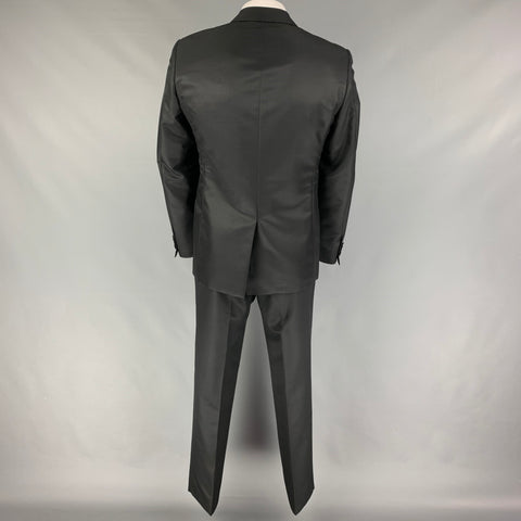 PAL ZILERI Size 40 Black Wool Silk Peak Lapel Suit