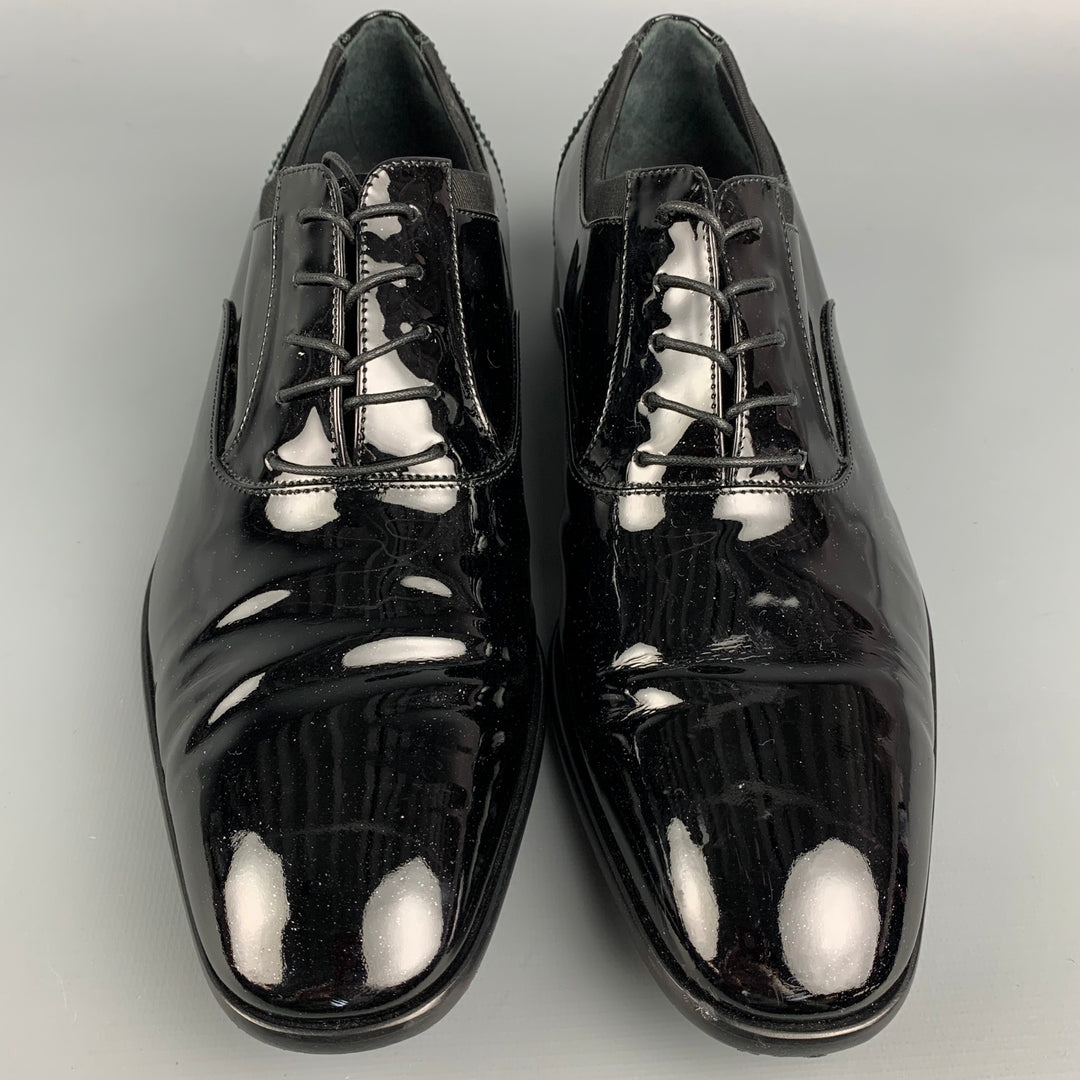 SALVATORE FERRAGAMO Size 8.5 Black Leather Lace Up Shoes